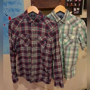 2 American Rag Pearl Snap Button-Up Shirts (S)